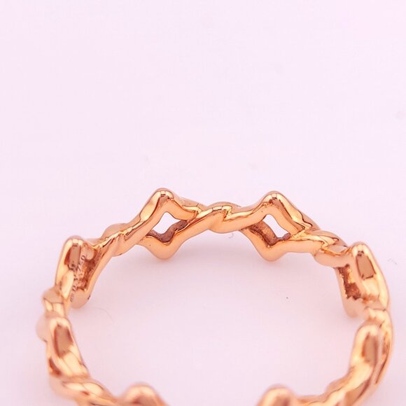 David Yurman 750 18K Rose Gold Quatrefoil Stack Venetian Band Ring Size 7 - Picture 6 of 8